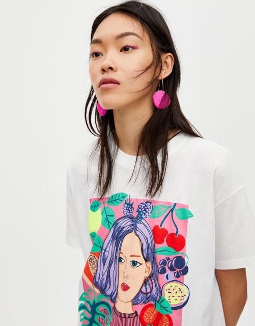 Áo phông thun cô gái trắng