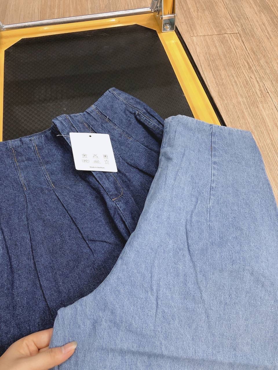 QUẦN ỐNG RỘNG SUÔNG JEANS DENIM BO EO