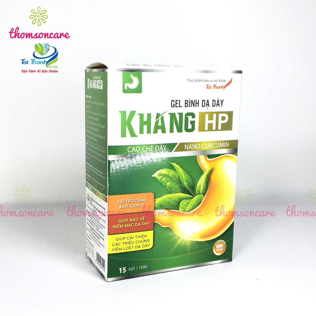 Khang HP Tất Thành - Gói gel trung hòa dịch vị acid dạ dày, từ chè dây, thảo dược - Giảm trào ngược, ợ chua, tá tràng - Hộp 15goi
