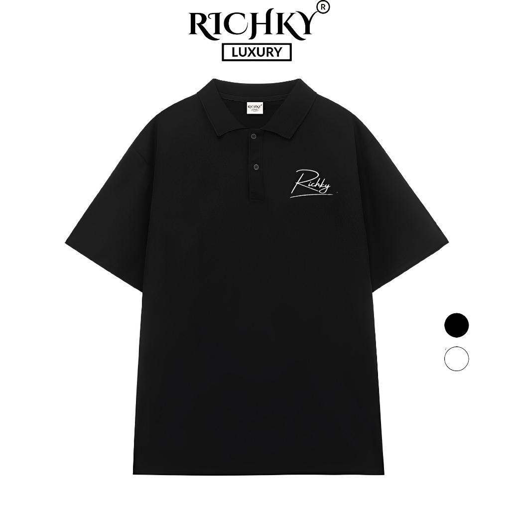 Áo Polo Unisex Richky Polo Shirt Premium Luxury Maison TB Đen – RKO2