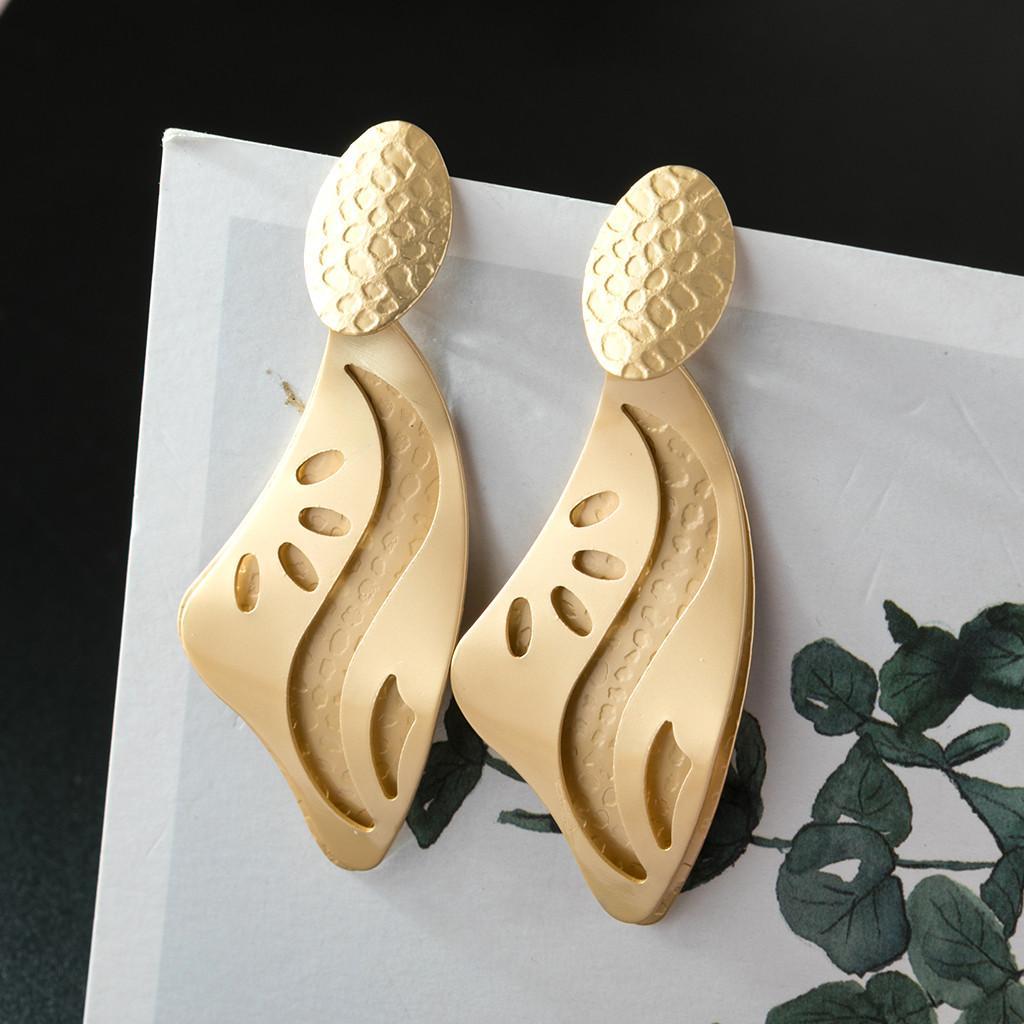 Geometric Dangle Earrings Retro Chunky Drop Earrings Costume Jewelry Golden