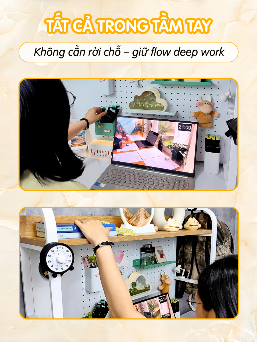 Kệ Pegboard đa năng Dola Home kệ sách để bàn decor học tập làm việc cho mẹ và bé hiện đại