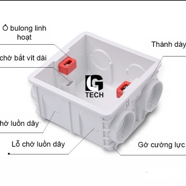 Công tắc điện đôi âm tường mặt vuông nhựa trắng kèm đế âm đơn LG-F21-002 - Hàng Chính Hãng