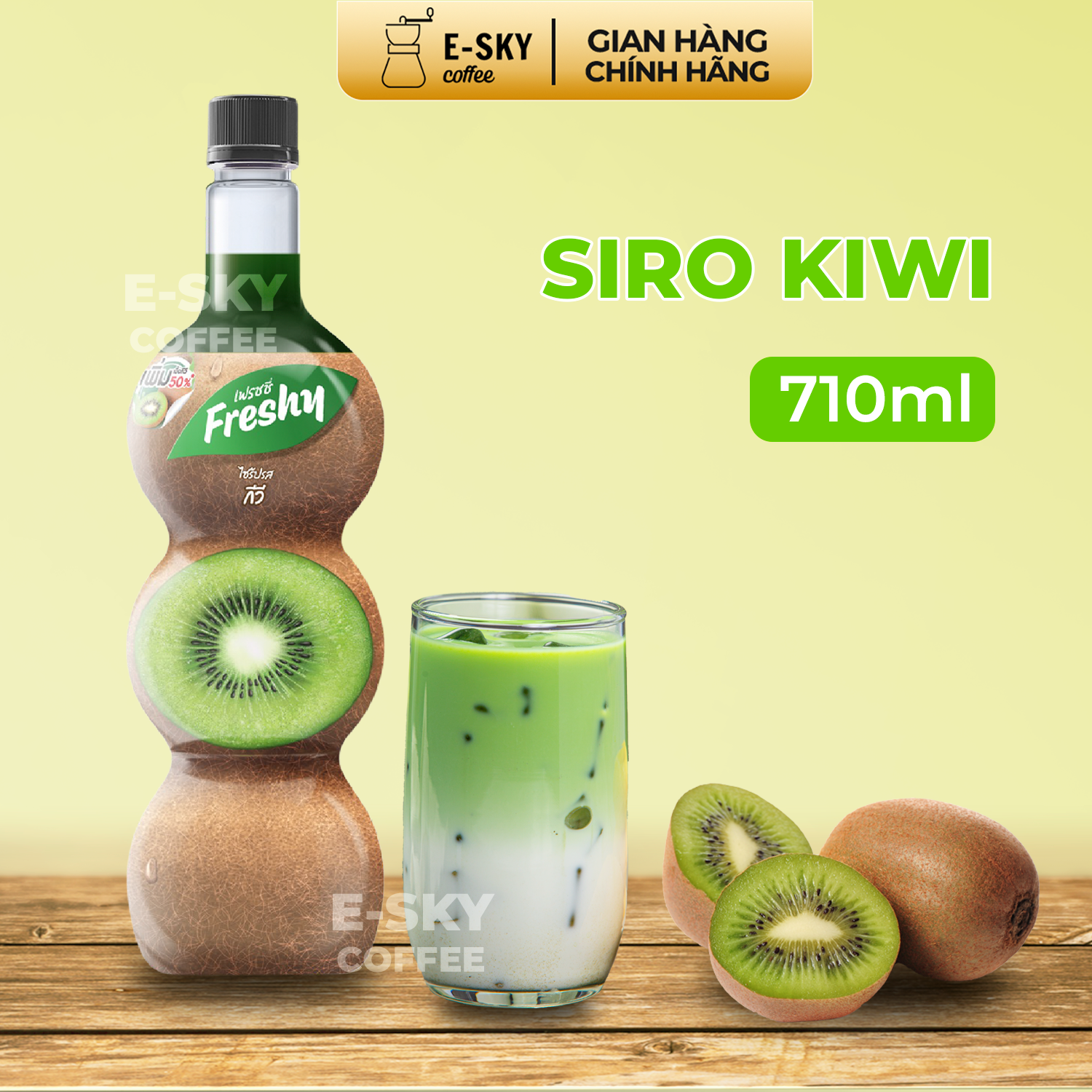 Siro Kiwi Freshy Kiwi Syrup Nguyên Liệu Pha Chế Trà Sữa Chai 710ml