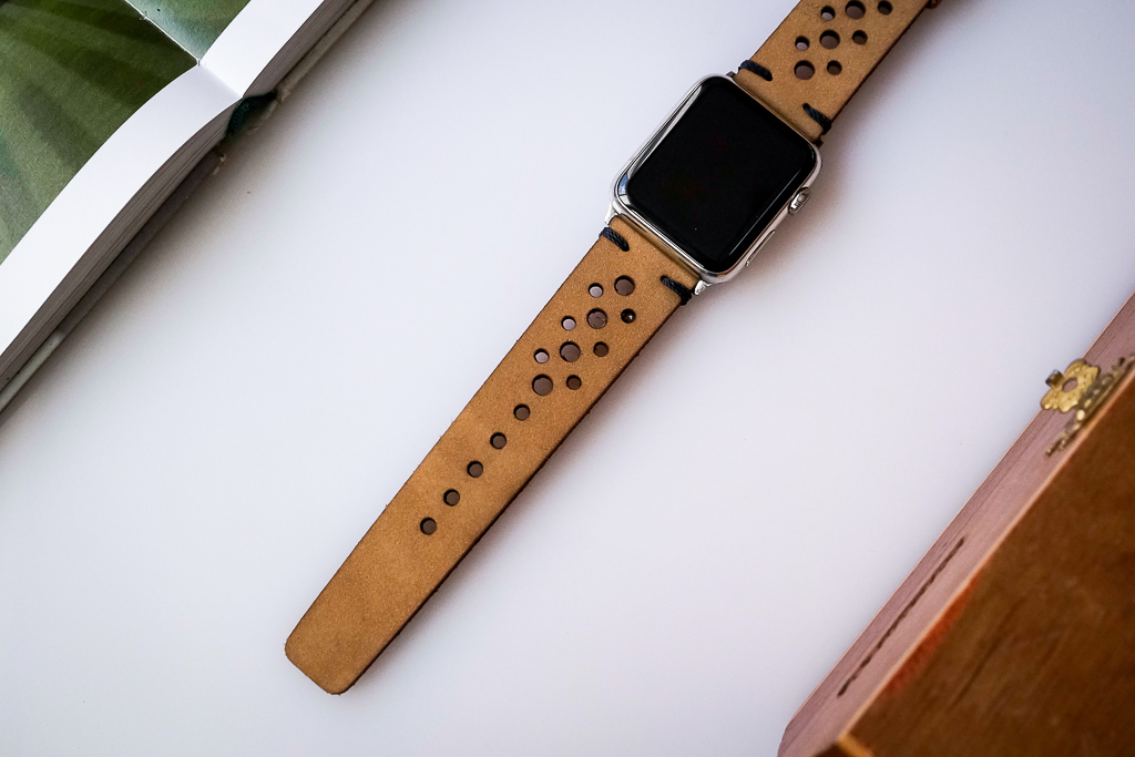 Dây Đeo Thay Thế Cho Apple Watch - Da bò sáp nâu - Khâu tay thủ công