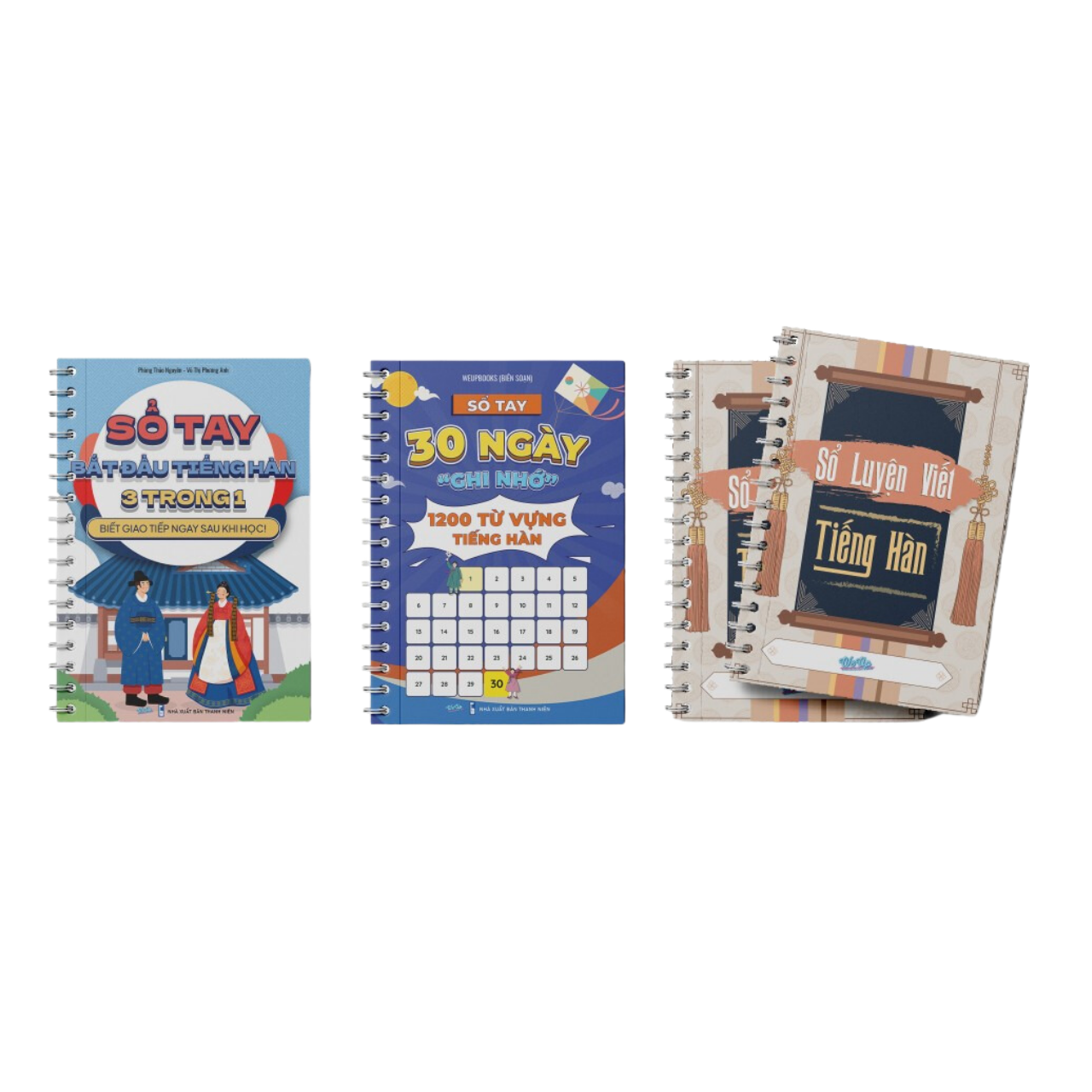 Sách - COMBO 30 NGÀY HỌC TIẾNG HÀN: Sổ Tay Bắt Đầu Tiếng Hàn, Sổ Tay 1200 Từ Vựng Tiếng Hàn Và Sổ Luyện Viết Tiếng Hàn
