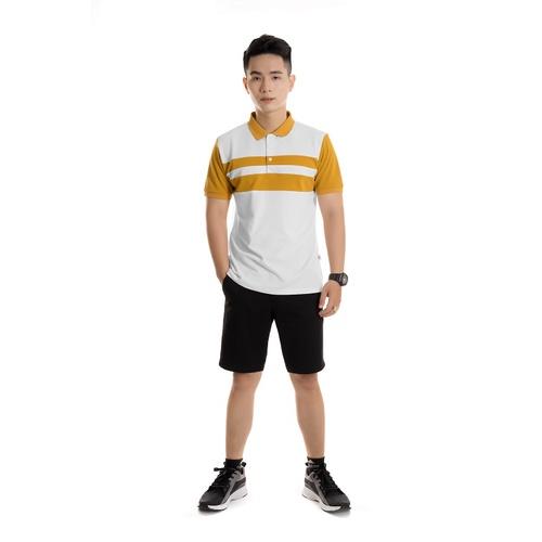 Áo polo nam phối sọc thân cotton cá sấu tay ngắn PL02