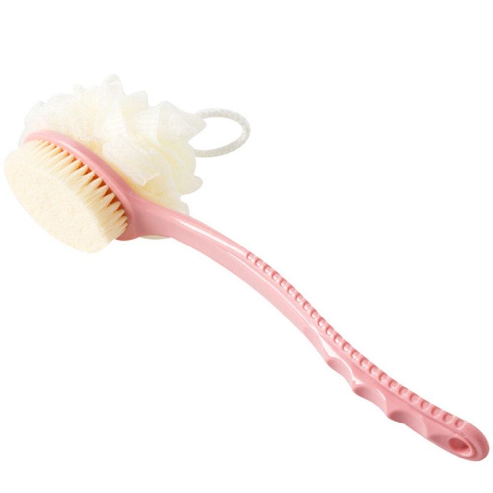2 in1 Soft Fur Long-handled Nylon Yarn Bath Flower Brush Bath Artifact Bath Ball Adult Bath Brush Rub Back Brush Hair Bath Brush