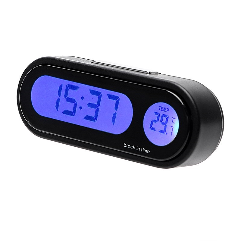 Đồng hồ kiêm máy đo nhiệt độ trên ô tô mini màn hình LCD sắc nét có chức năng chuyển sang xem ngày ( NHỎ NGẮN, XINH XẮN ) ( Tặng kèm móc treo chai nước ngẫu nhiên )
