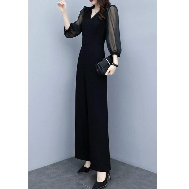 jumpsuit tay lưới thời trang sang trọng