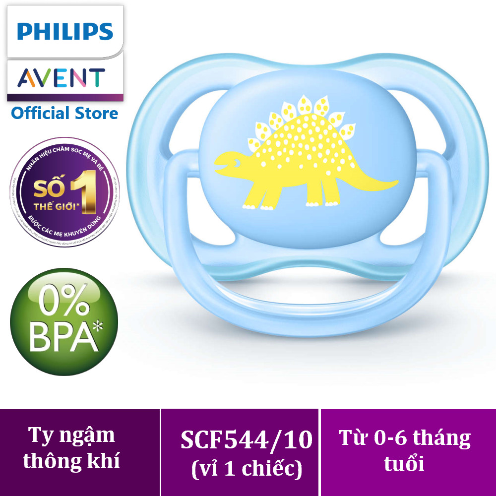 Núm ty ngậm thông khí Philips Avent hình khủng long cho bé từ 0-6 tháng tuổi - Vỉ đơn 544.10