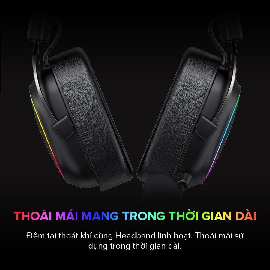 Tai Nghe Gaming Headphone HAVIT H2002P, Driver 53mm, Đèn RGB 36 Màu, Giả Lập 7.1 - Hàng Chính Hãng