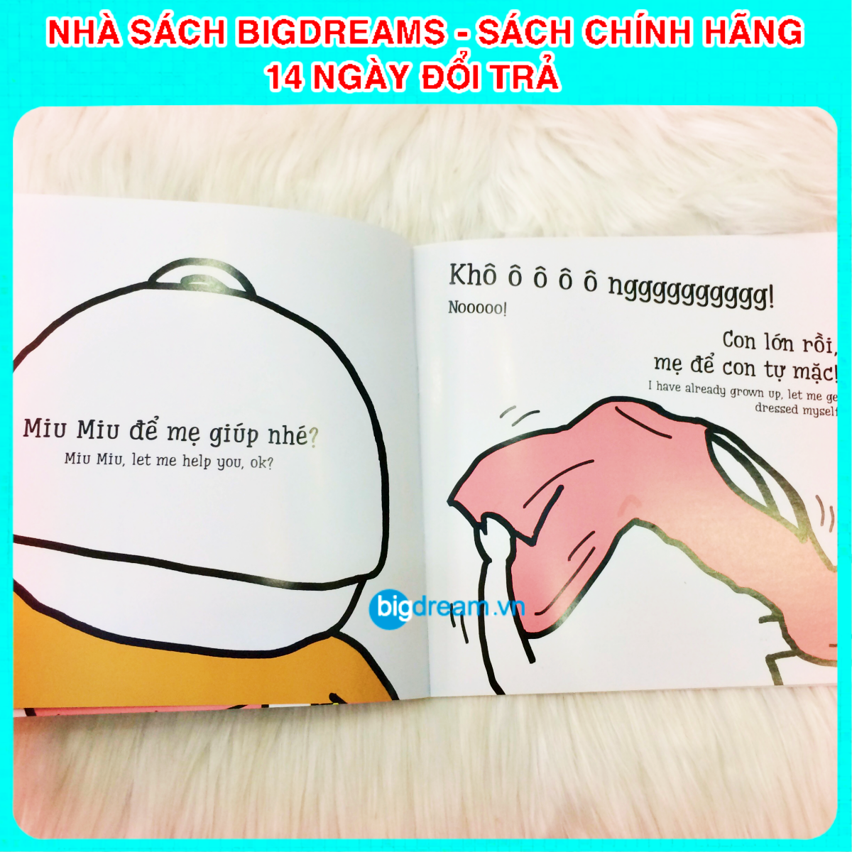 BẢN MỚI SONG NGỮ Miu Miu Tự Lập - Mặc Quần Áo Ehon Kĩ Năng Sống Cho Bé 1-6 Tuổi Miu miu hiểu chuyện Miu bé nhỏ