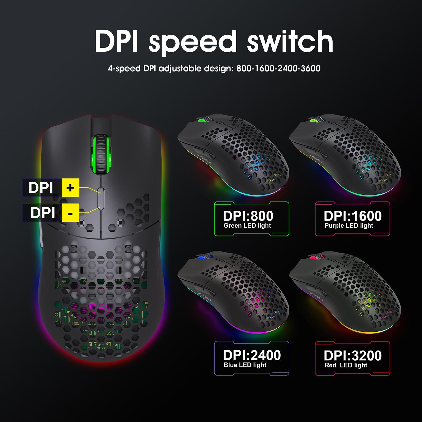 Gaming Mouse Rechargeable 7 RGB Backlit Colors 3200DPI for Office PC Desktop