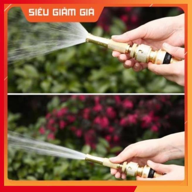Bộ dây vòi xịt nước rửa xe, tưới cây . tăng áp 3 lần, loại 15m 206587 đầu đồng, cút đồng, + tặng mở chai