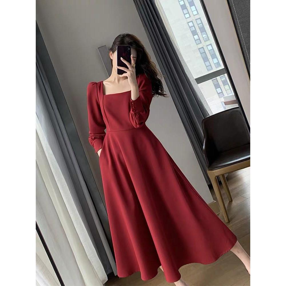 Đầm nữ thời trang midi dài tay dáng xòe dự tiệc sang trọng MIDI DRESS