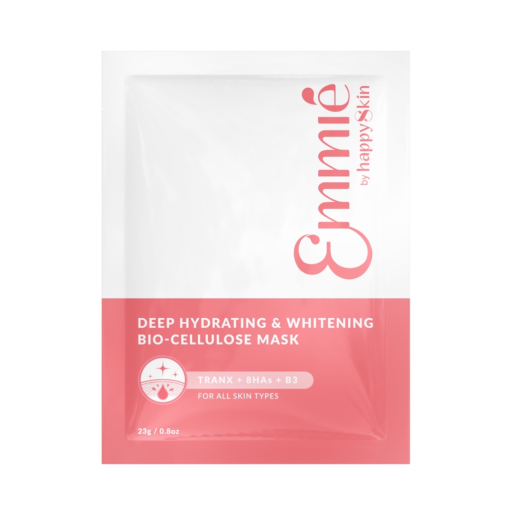 Hộp 10 miếng Mặt Nạ Sinh Học Làm Trắng &amp; Cấp Ẩm Sâu Deep Hydrating &amp; Whitening Bio-Cellulose Mask Emmié by Happy Skin