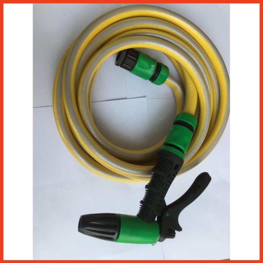 Vòi tưới cây rửa xe 6m-7m-8m tay bóp tùy chỉnh nhiều chế độ 319498622-1622-3 mầu cam