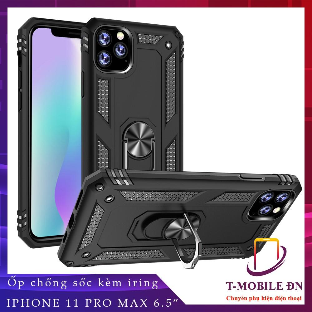 Ốp lưng cho iPhone 11 Pro Max chống sốc 2 lớp kèm nhẫn iring làm giá đỡ cho