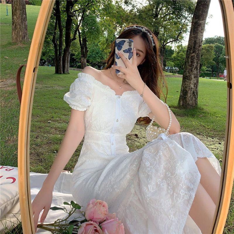 Đầm trễ vai trắng tiểu thư đuôi cá nữ tính Miu Dress