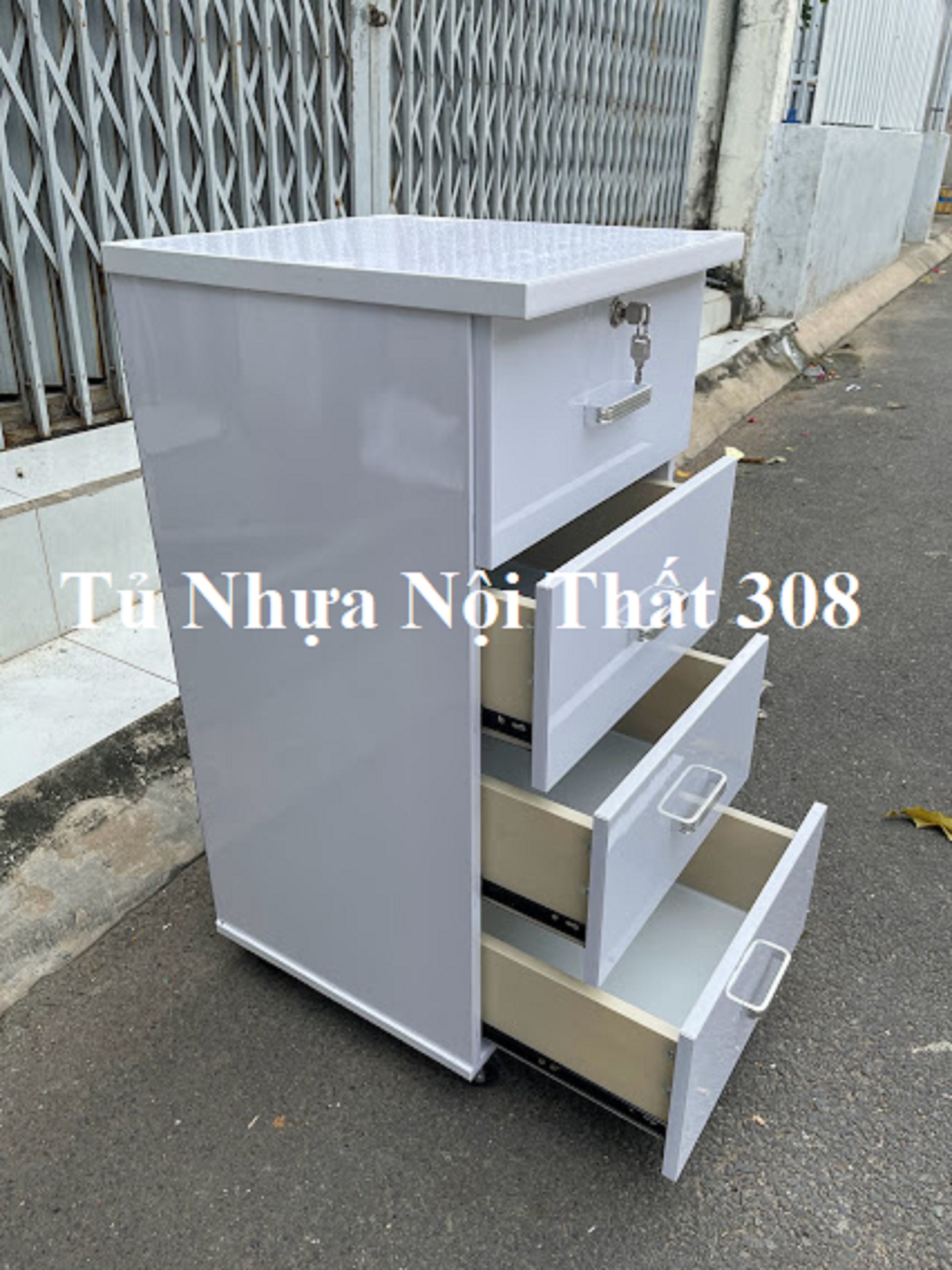 Tủ, Kệ Đầu Giường Nhựa Đài Loan Màu Trắng Cao 89,5cm Ngang 42cm Sâu 42cm K111