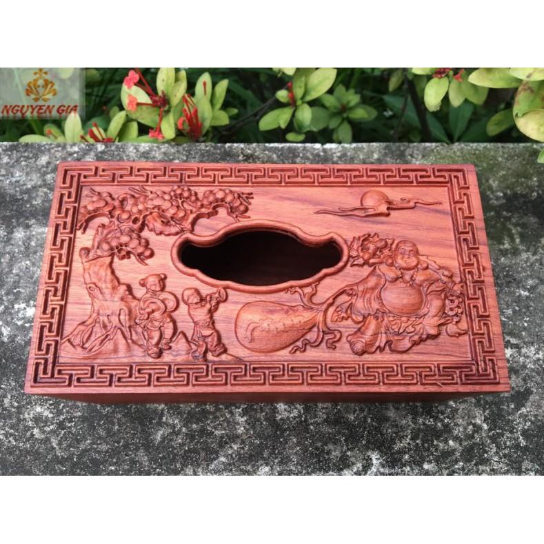 Hộp đựng giấy ăn gỗ phật di lặc -gỗ hương cao cấp