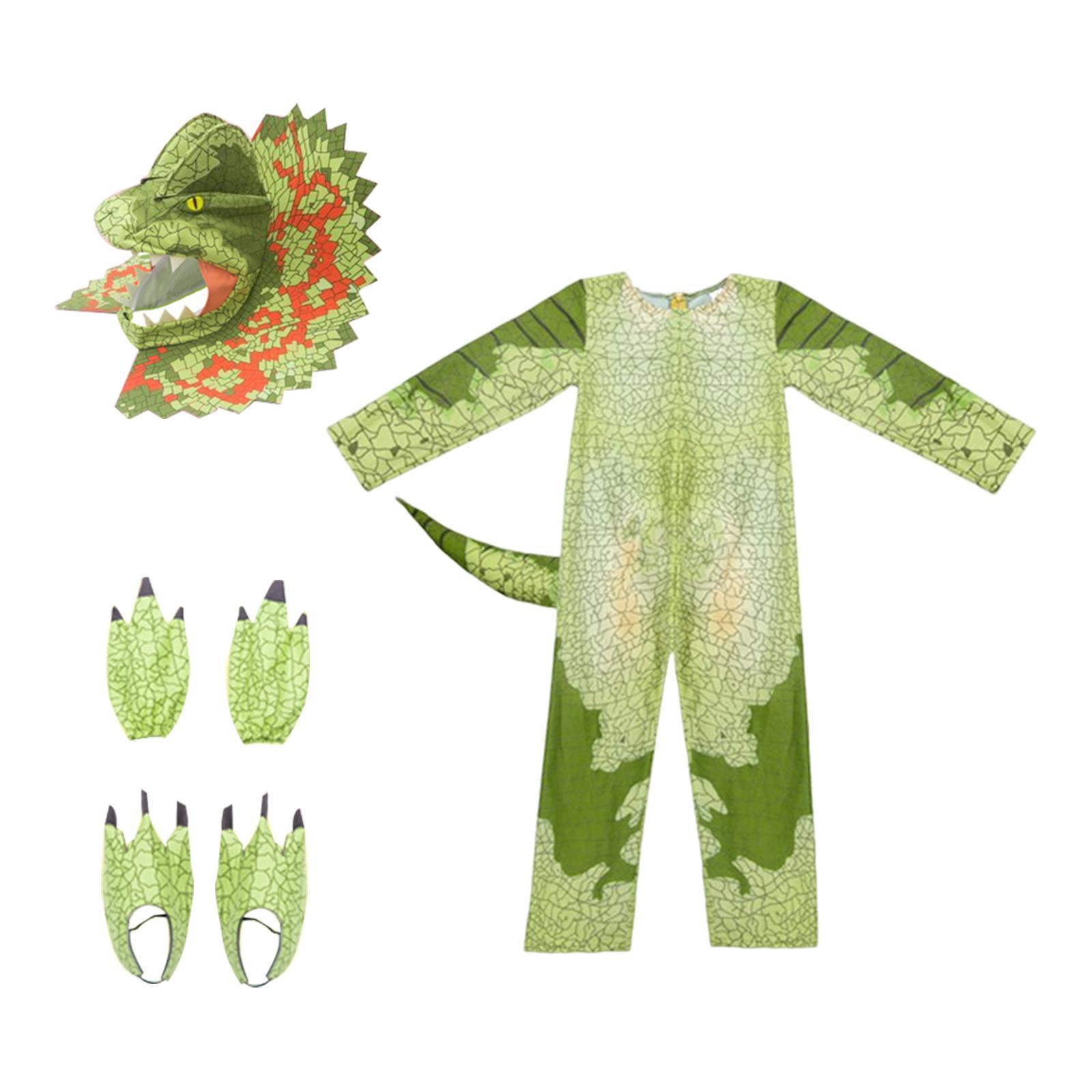 Kids Dinosaur Costume Unisex Green Suit for Dress up Party Cosplay Toddler