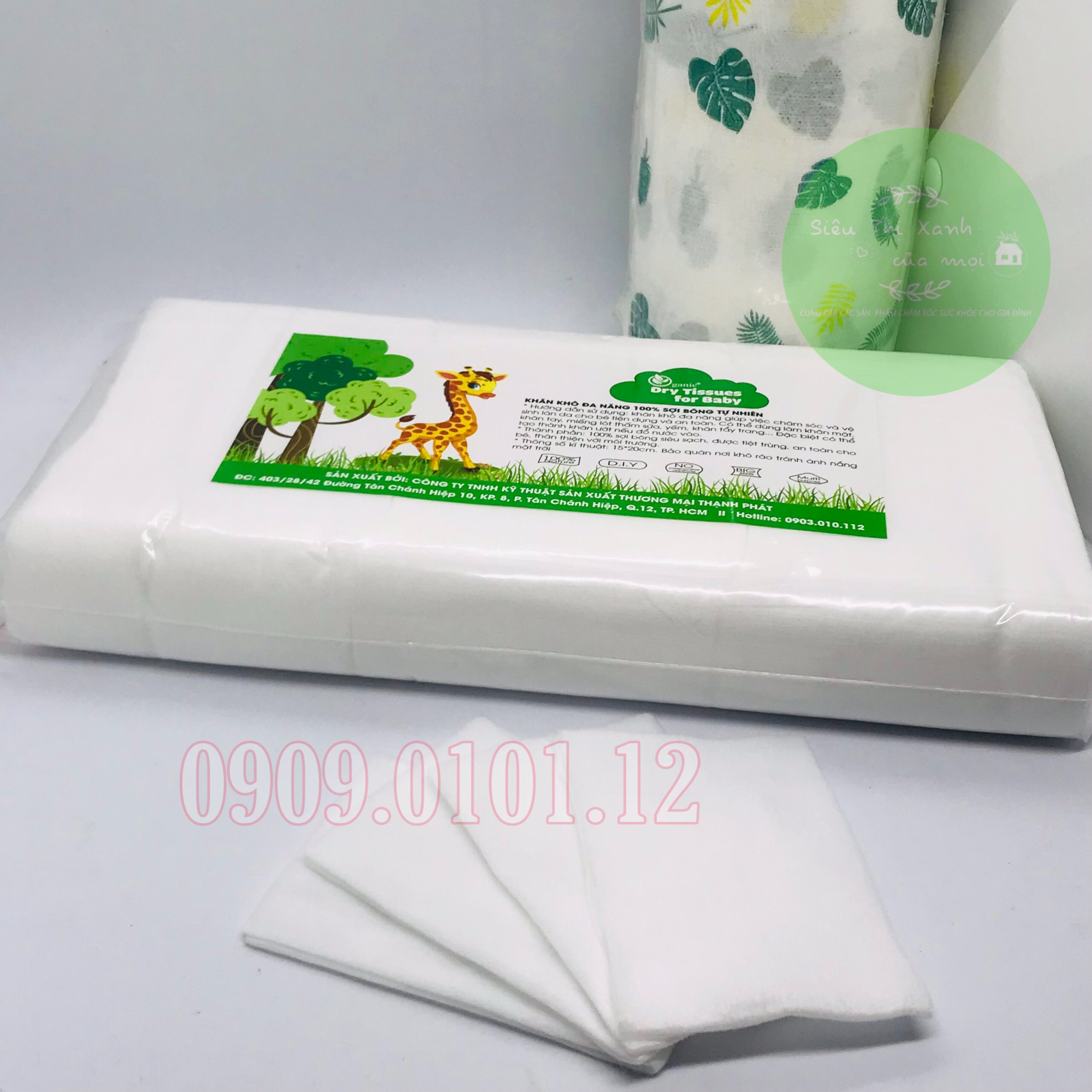 Khăn khô đa năng Oganic+, khăn lau khô hàng bịch 200gr,300gr