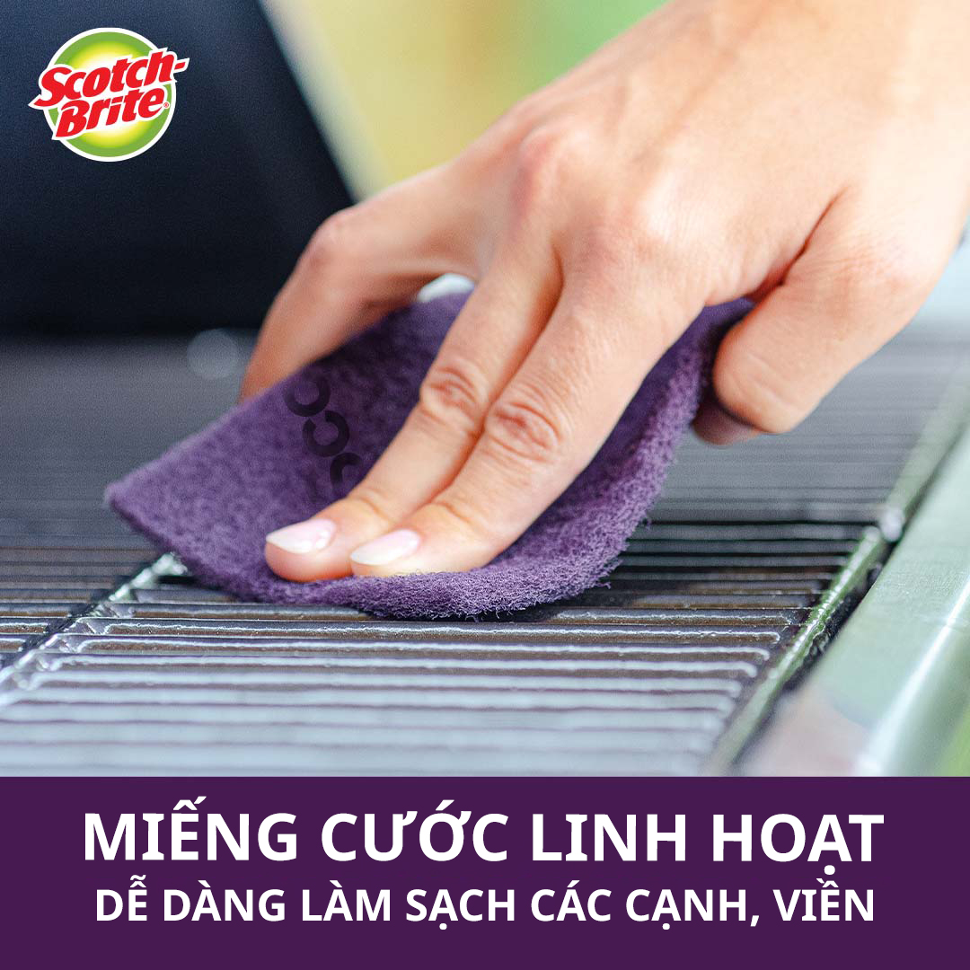 [Gói 4 miếng] Cước Rửa Chén Siêu Mạnh Scotch Brite - Cọ rửa mọi vết bẩn cứng đầu, an toàn cho vỉ nướng, nồi inox, gang, thép