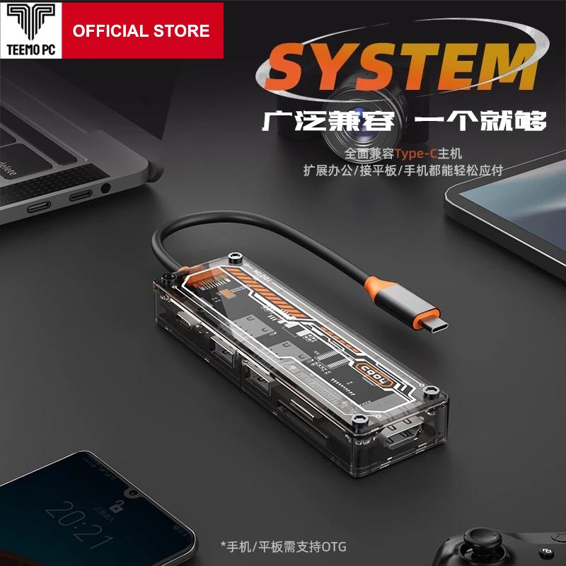 Bộ HUB TEEMO PC Chia 6 Cổng Trong Suốt USB Type C HDMI PD Dùng Cho Laptop Surface Macbook IPad Điện Thoại SW6H Hàng Chính Hãng