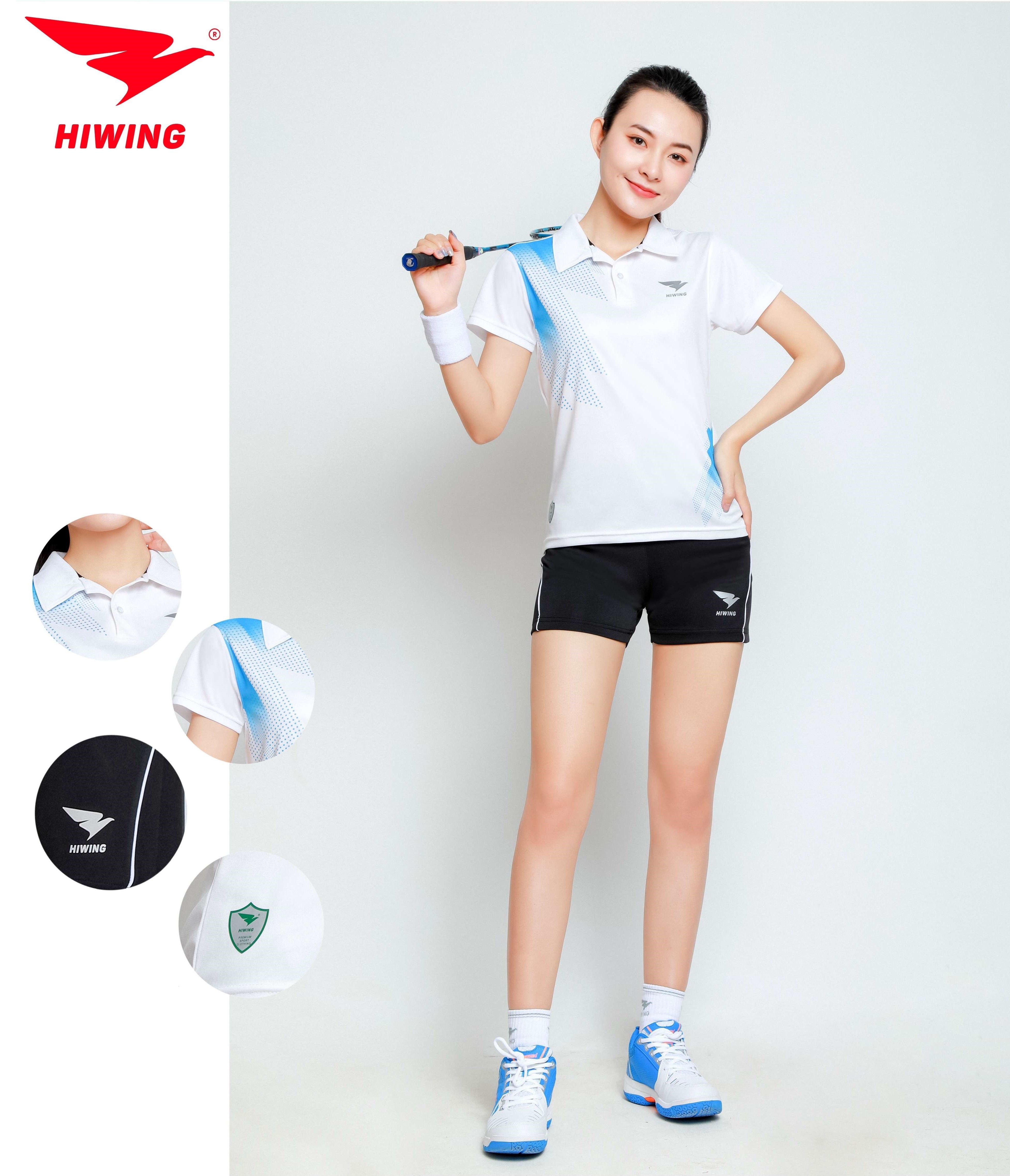 Quần và áo cầu lông cao cấp thương hiệu HIWING W1 màu trắng