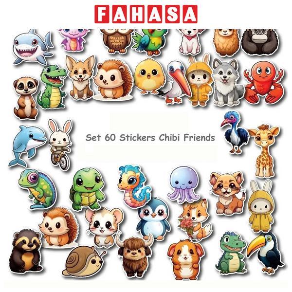Bộ 60 Sticker Chibi Friends Trang Trí Sổ Tay - Futurebook S661 (5Tờ/Xấp)