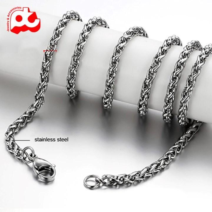 Dây chuyền cao cấp đẹp nam titan thép không gỉ bông dừa xoắn trangsucpt kích cỡ 3mm trắng PTDCNA16