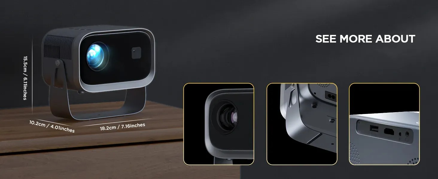 Máy chiếu android có điều khiển cử chỉ và giọng nói tiếng việt, Bluetooth, loa, kết nối màng hình điện thoại, Wifi kép 2 băng tần, cài sẵn ứng dụng tivi truyền hình cáp bóng đá và phim HD miễn phí vĩnh viễn - Hàng Nhập Khẩu