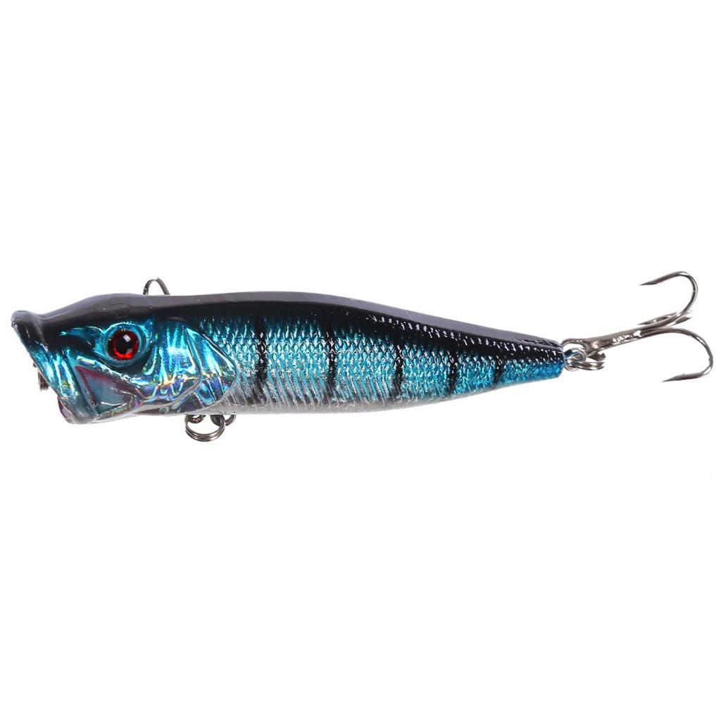 5pcs Artificial Fishing Topwater Floating Popper Lures Treble Hook Hard Bait Crankbait