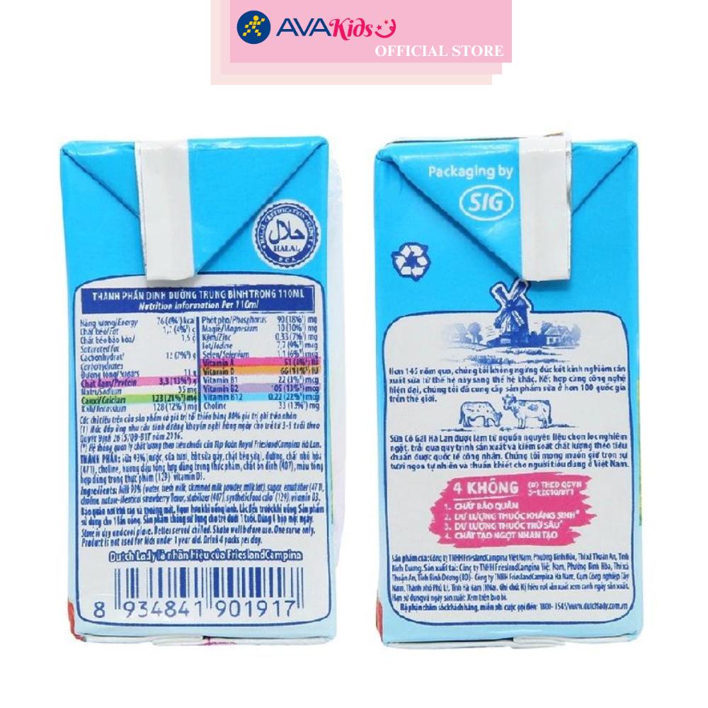 Thùng 48 hộp sữa tiệt trùng Dutch Lady có đường hương dâu 110 ml (từ 1 tuổi)