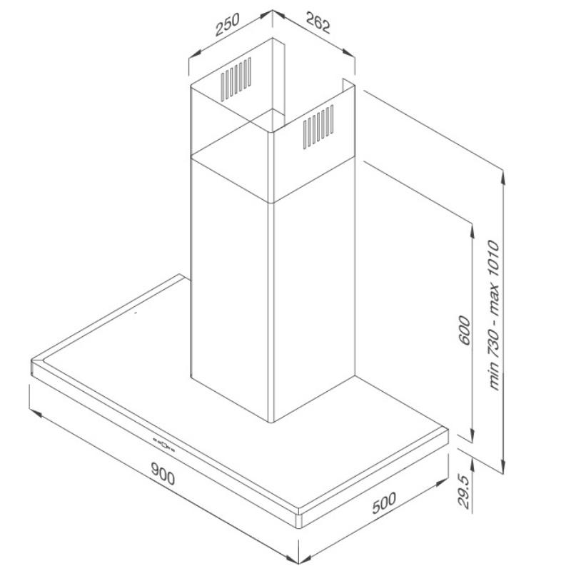 Máy Hút Mùi Áp Tường Malloca SLIM K1522 - Công suất hút 850m3/h - Ngang 90cm - Hàng Chính Hãng