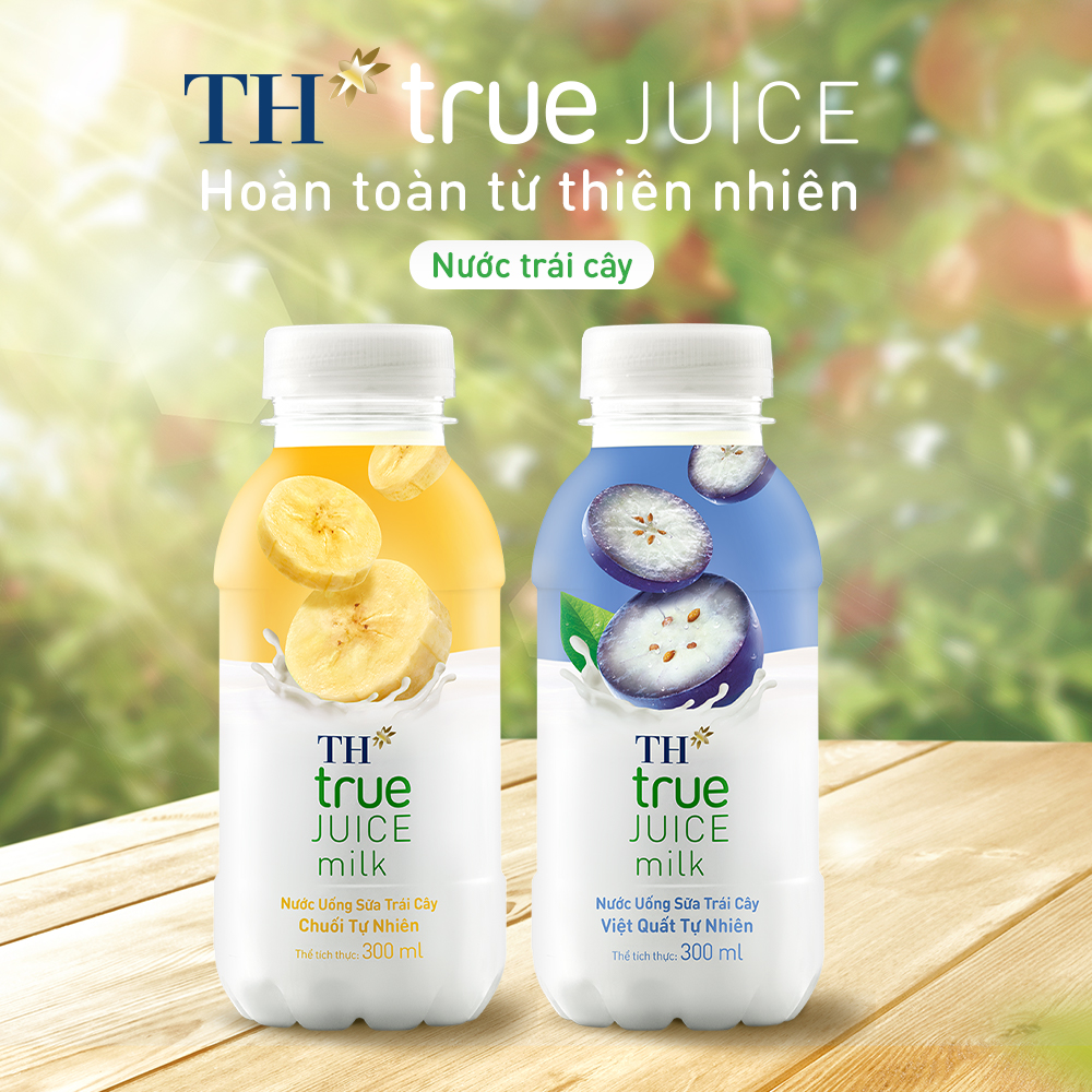 Combo 12 chai sữa trái cây việt quất và 12 chai sữa chuối TH true JUICE milk 300ml (300ml x 24)