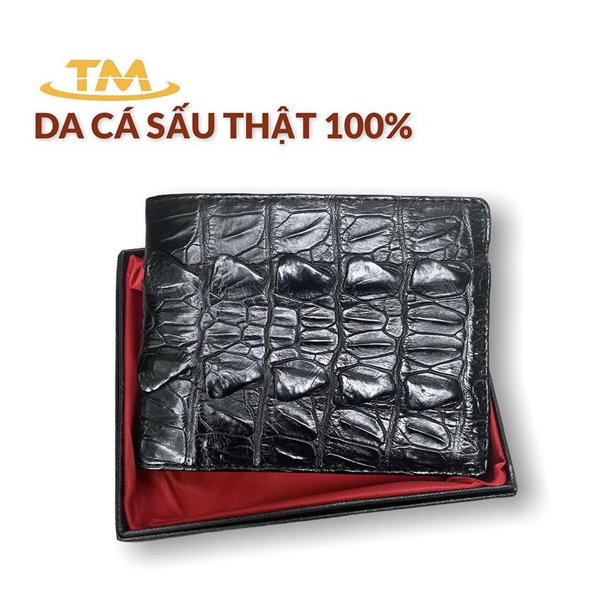 Bóp Da Cá Sấu Ví Nam Cá Sấu Gai Đuôi Cao Cấp Giá Rẻ Màu Đen ST03 Bảo Hành 24 Tháng Kèm Hộp Nhung