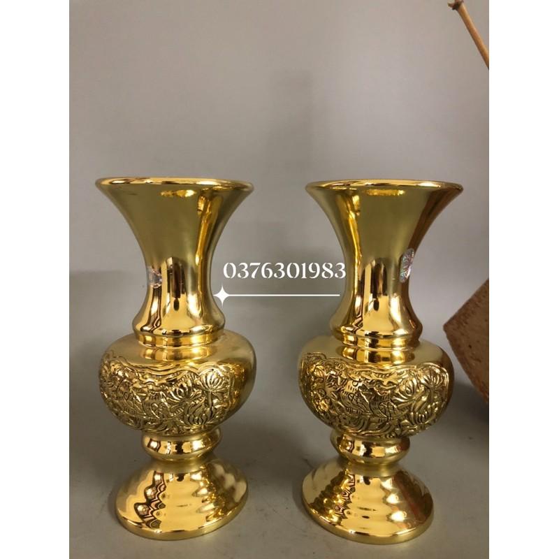 Lọ hoa hoạ tiết bông cúc cao 20cm