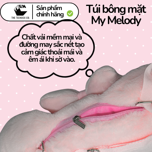Túi bông mặt My Melody , Túi Sanrio Chính Hãng, Quà tặng đáng yêu, Sản phẩm chính hãng, Phân phối bởi Teenbox