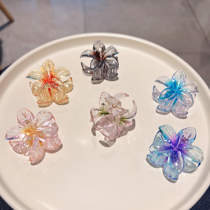Kẹp tóc hoa sứ baby cute 4cm kim tuyến
