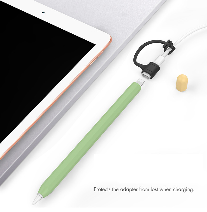 Ốp Silicon bảo vệ Apple Pencil 1 kiểu bút chì tặng kèm dây chống rớt Adapter