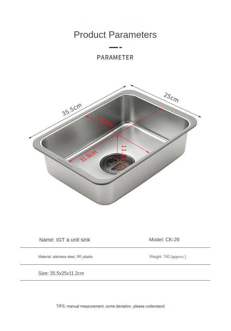 Chậu rửa inox dùng cho bàn IGT Campingmoon CK-26