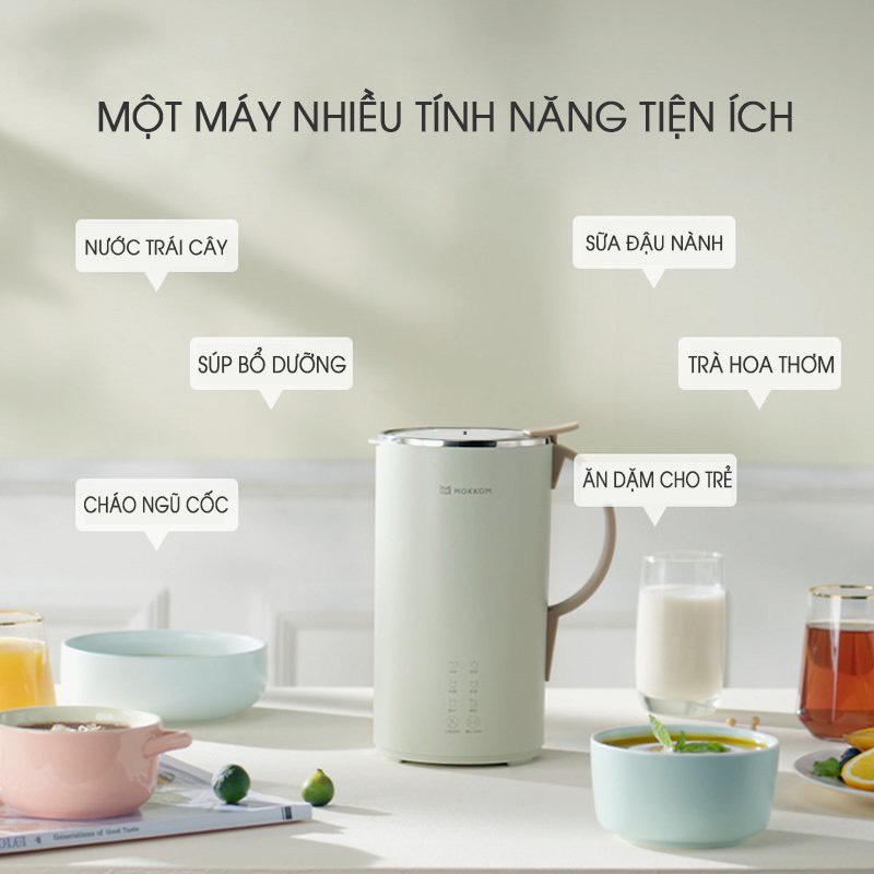 Máy Làm Sữa Hạt Đa Năng Mokkom 600ml - Hàng Chính Hãng