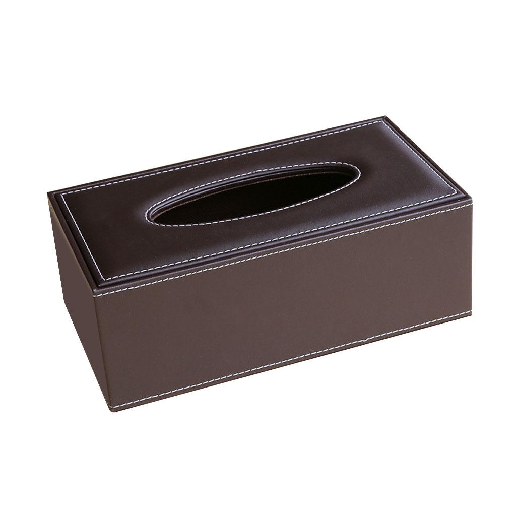 PU Leather Tissue Box Cover Home Car Napkin Toilet Paper Holder Case Brown