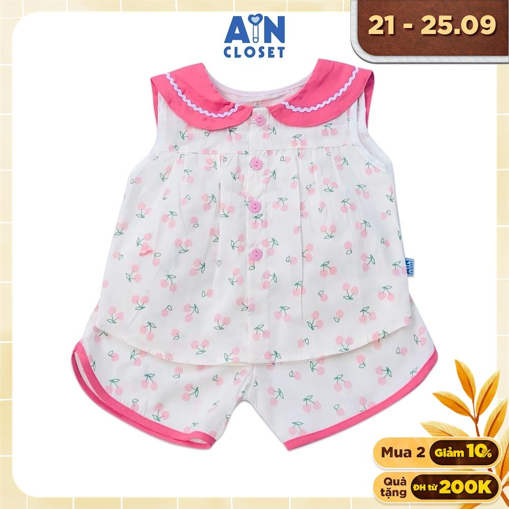 Bộ quần áo ngắn bé gái họa tiết Cherry nhí hồng cổ thủy thủ cotton boi - AICDBGEIEBSY - AIN Closet
