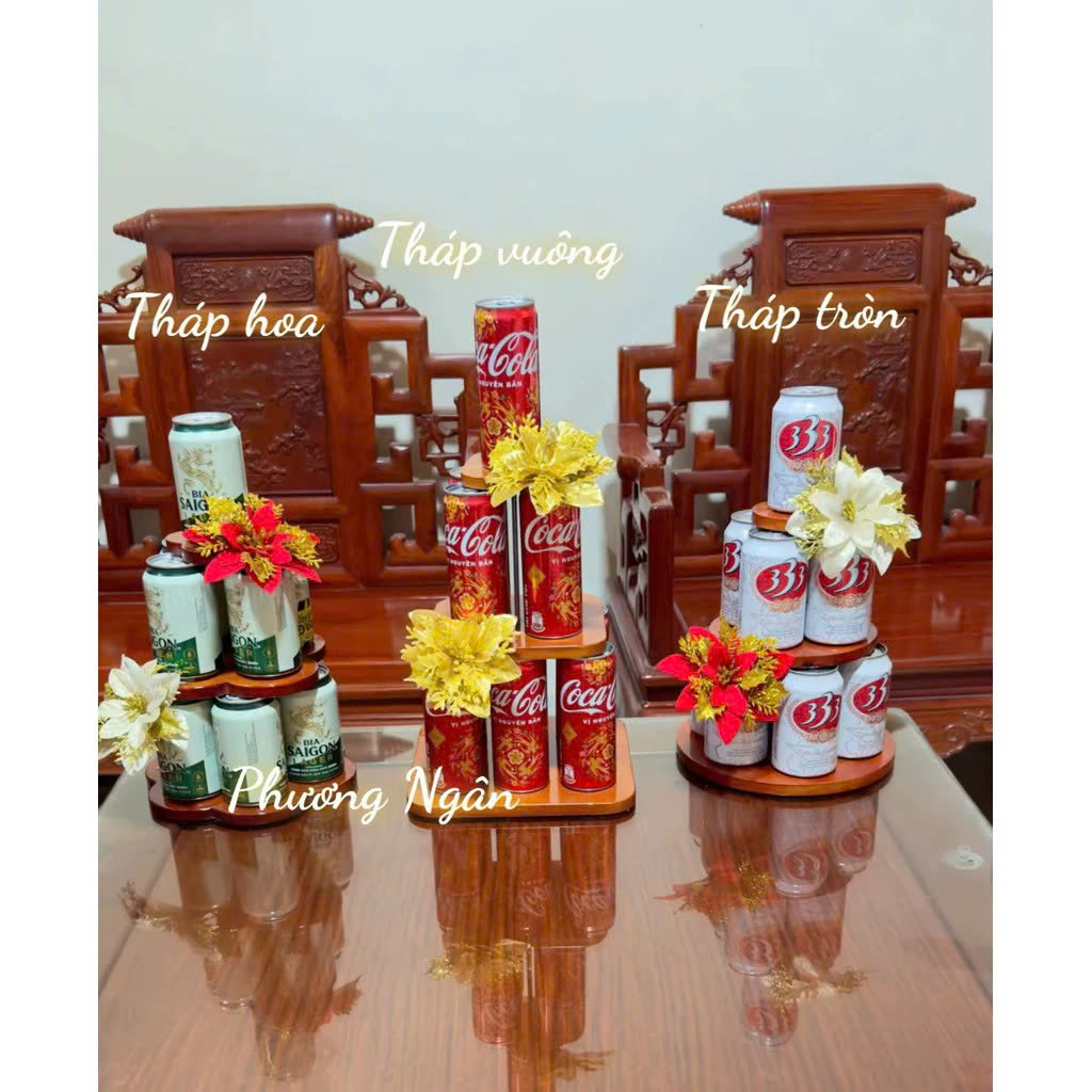 Tháp Bia Gỗ 3 Tầng Cao Cấp – Kệ Bày Bia Nước Ngọt Trang Trí Ban Thờ Lễ Tết Sang Trọng, Tiện Lợi - HÀNG CHÍNH HÃNG MINIIN