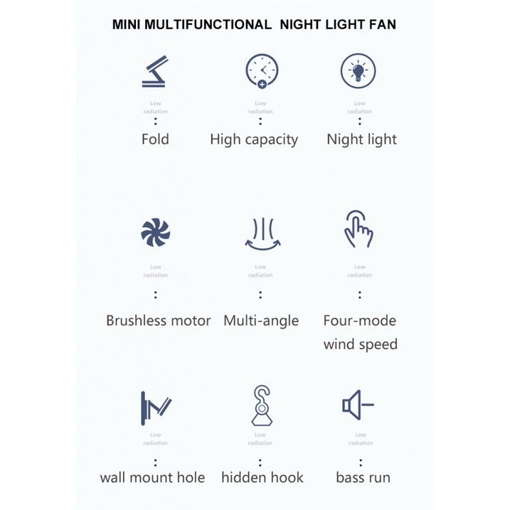Xiaomi Quạt Trần mini Sạc Cổng USB Có Đèn LED Tiện Dụng Và Bền Hàng nhập khẩu