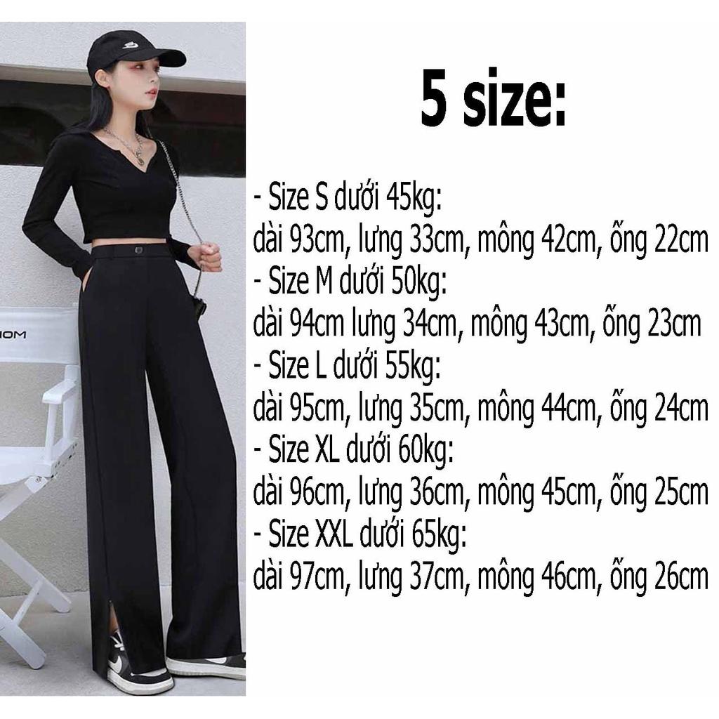 HÀNG THIẾT KẾ Quần Ống Rộng Suông xẻ tà có khóa kéo lưng cao chất tuyết mưa culottes cạp cao cho nữ
